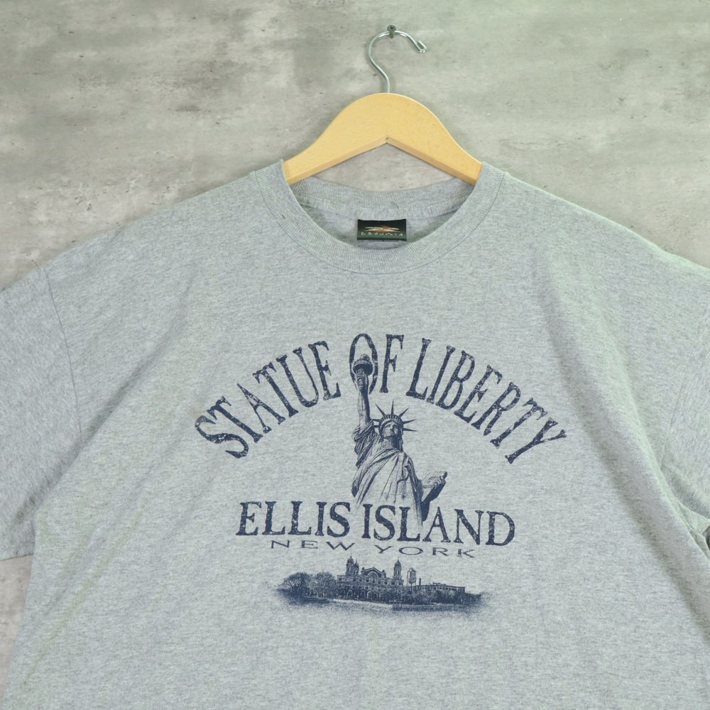 Prairie Mountain Statue of Liberty Ellis Island Tee L Grey Souvenir